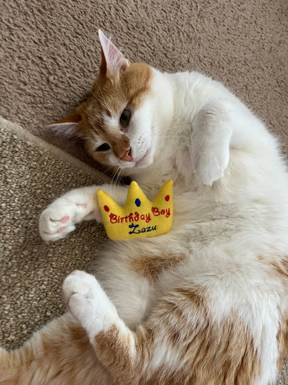 Birthday Crown Custom Cat Toy- Personalized Gotcha Day Catnip Toy