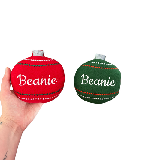 Christmas Ornament Custom Dog Toy - Personalized Holiday Squeaky Toy