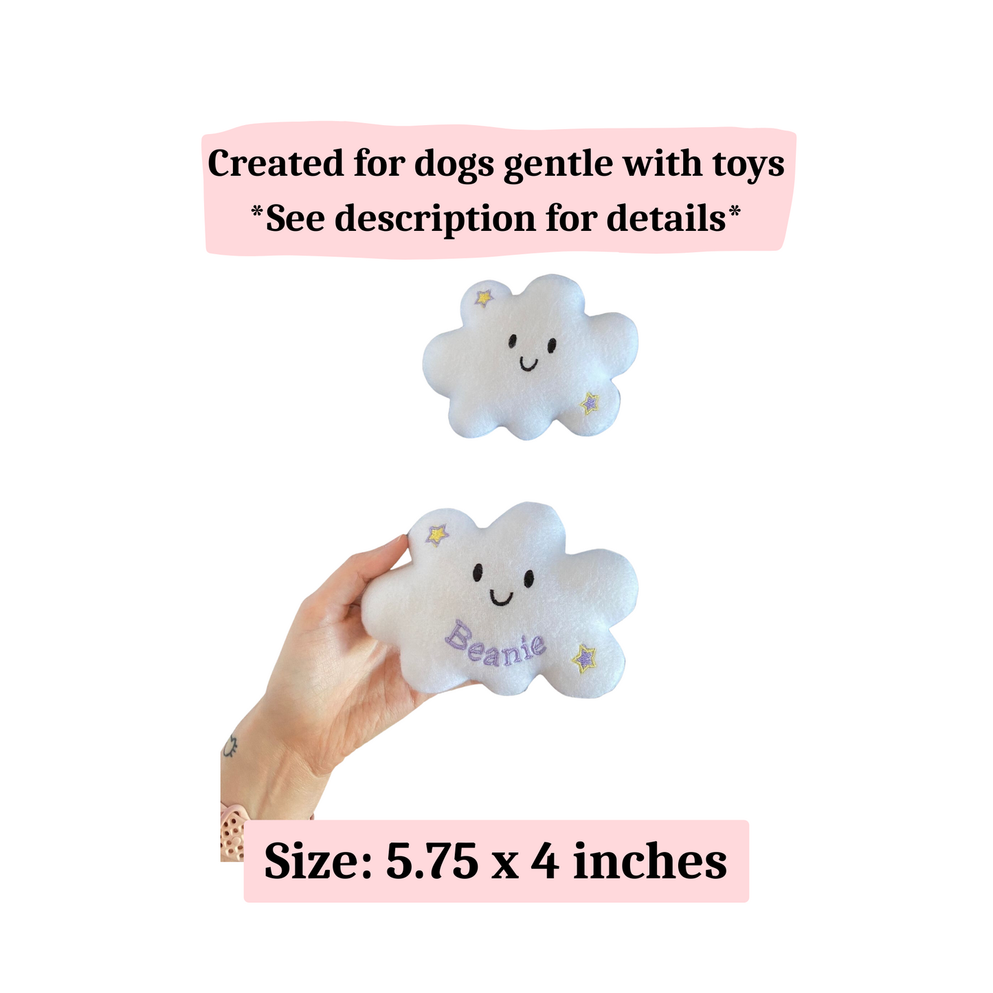 Cloud Custom Dog Toy- Personalized Squeaky Toy