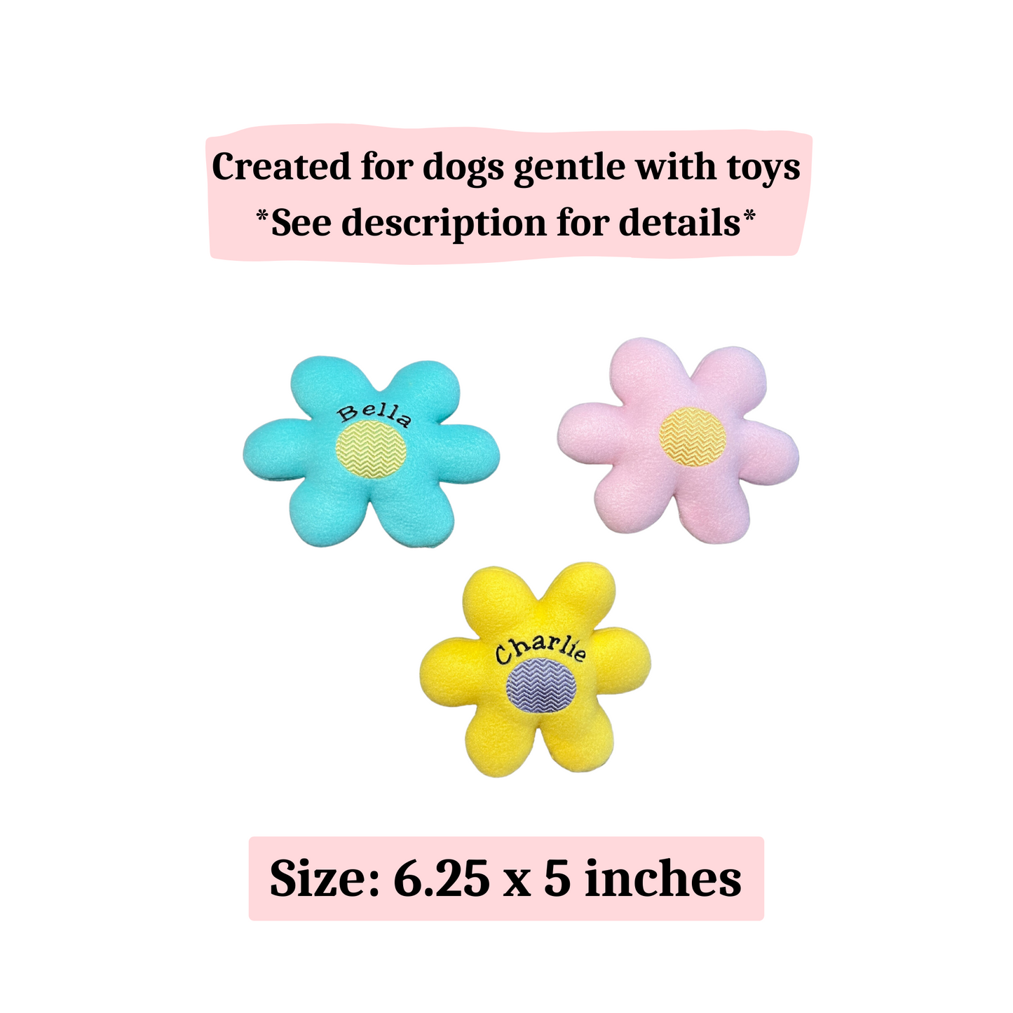 Retro Daisy Custom Dog Toy- Personalized Squeaky Flower Toy