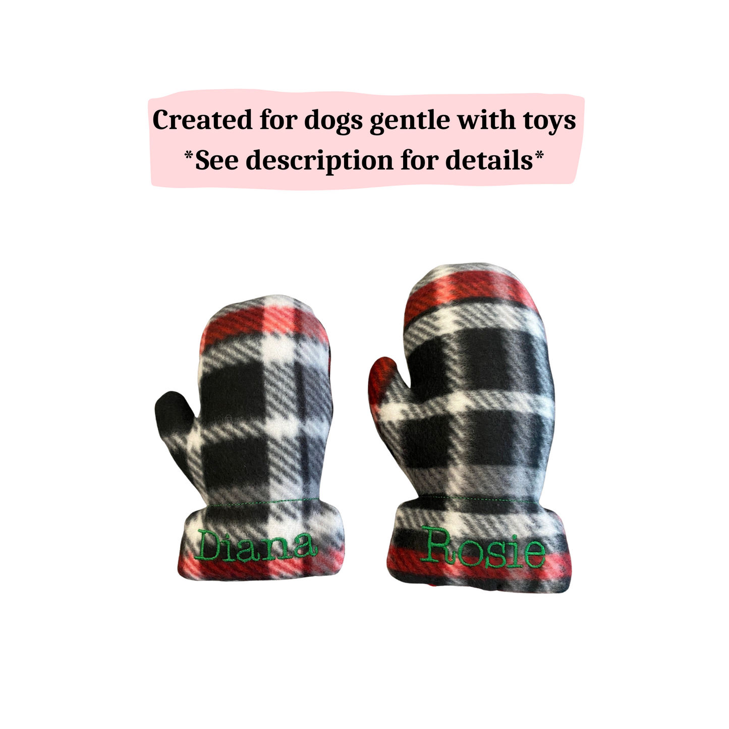 Mitten Custom Dog Toy - Personalized Holiday Squeaky Toy