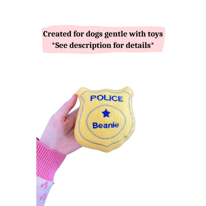 Police Badge Custom Dog Toy - Personalized Squeaky Toy