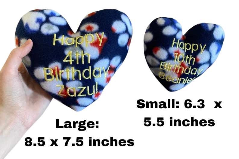 Birthday Heart Custom Dog Toy- Gotcha Day Personalized Squeaky Toy Dog Toys Small 6.3 x 5.5 inches Red White and Blue Paws Happy Gotcha Day ______