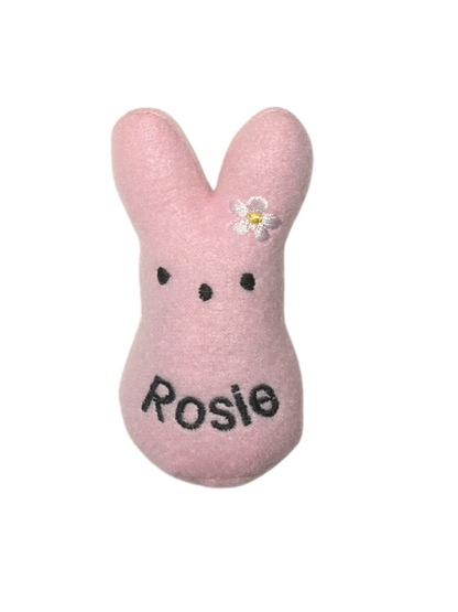 Peep Bunny Custom Cat Toy- Personalized Easter Catnip Toy Cat Toys Blue Flower + Name 
