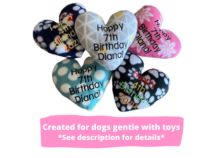 Birthday Heart Custom Dog Toy- Gotcha Day Personalized Squeaky Toy Dog Toys   