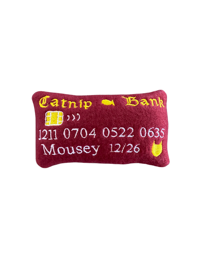 Credit Card Custom Cat Toy- Personalized Catnip Toy Cat Toys Maroon  