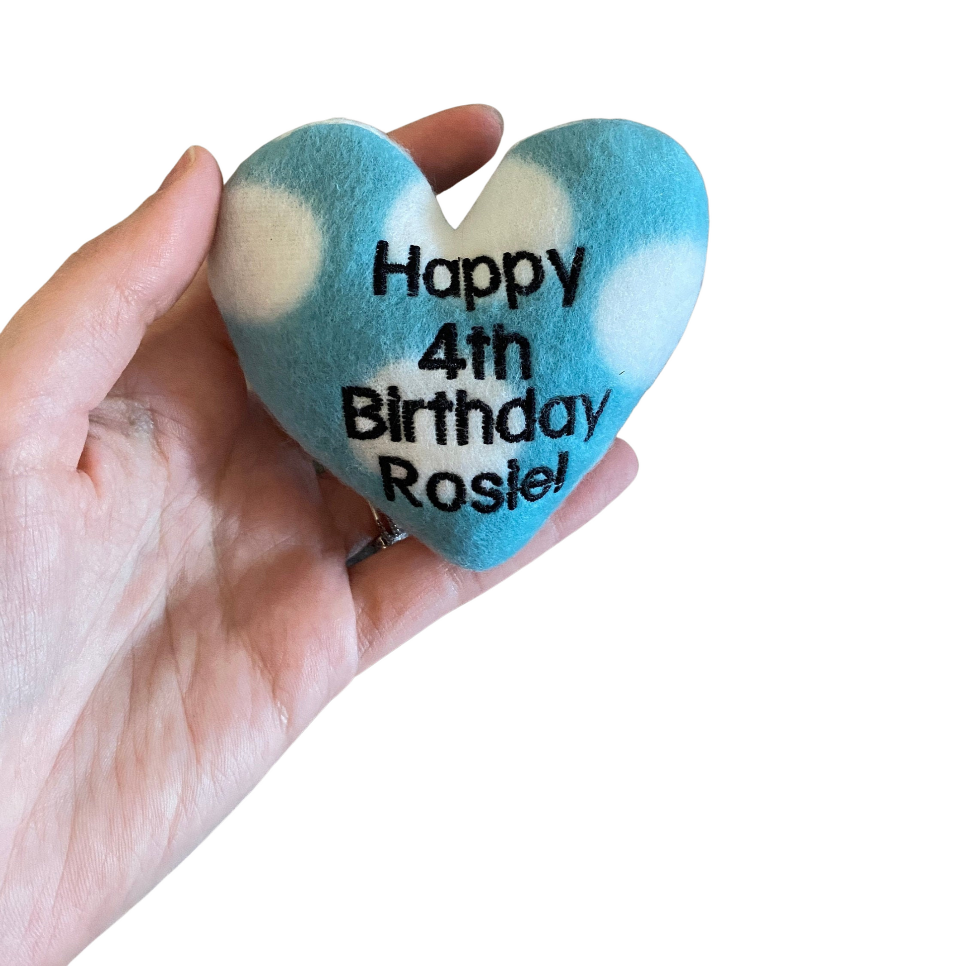 Birthday Heart Custom Cat Toy-  Personalized Gotcha Day Catnip Toy Cat Toys Happy __ Birthday __ Blue Polka Dot 