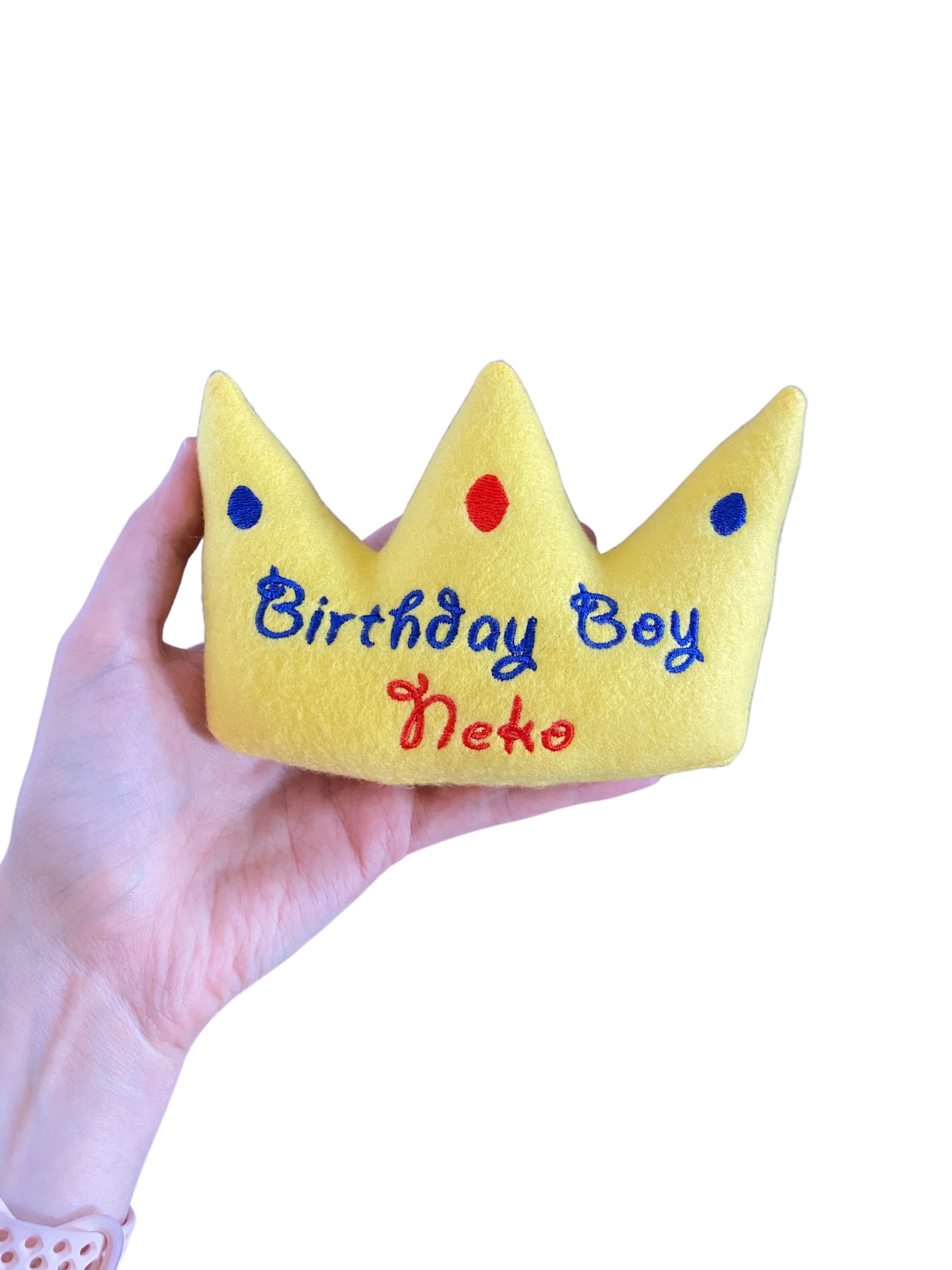 Birthday Crown Custom Dog Toy- Personalized Gotcha Day Squeaky Toy Dog Toys Red and Blue Birthday Boy ____ 