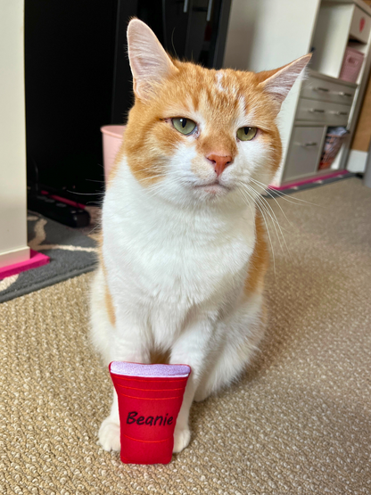 Red Beer Cup Cat Toy - Funny Personalized Catnip Toy