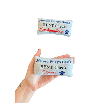 Rent Check Custom Cat Toy- Personalized Catnip Toy