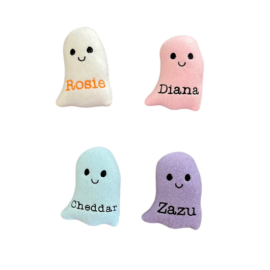 Pastel Ghost Custom Cat Toy - Personalized Halloween Catnip Toy, Fall Cat Toys   