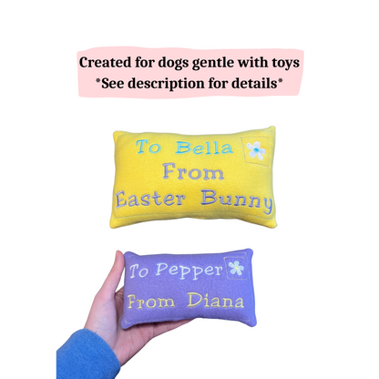Pastel Letter Custom Dog Toy - Personalized Easter Squeaky Toy