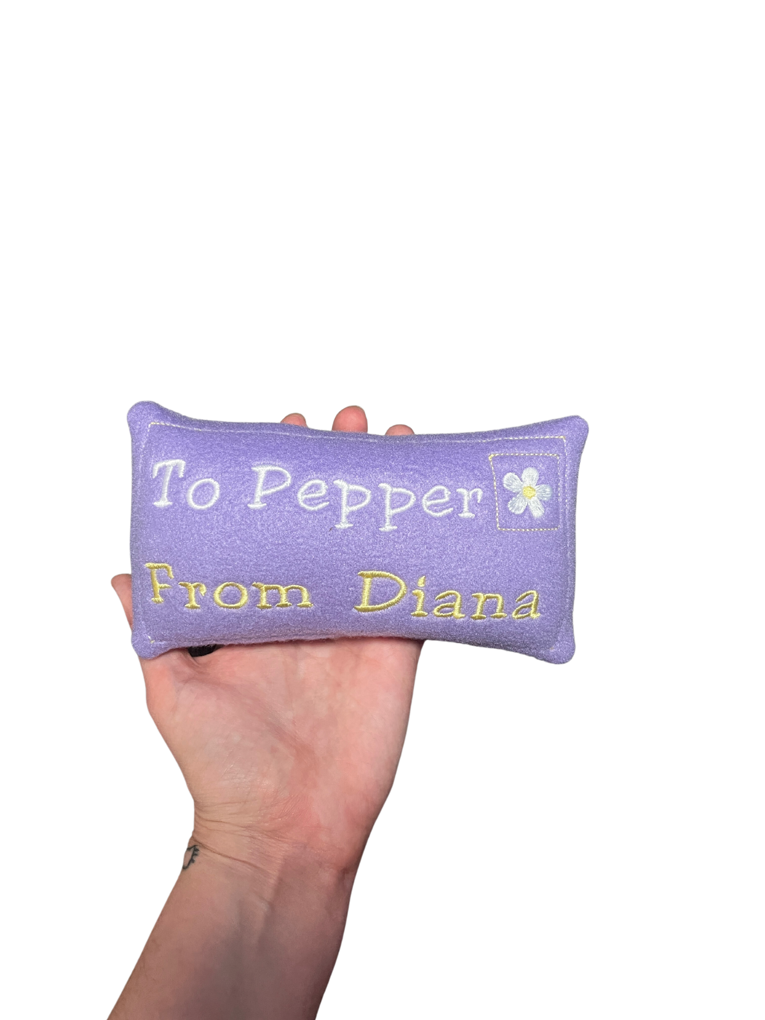 Pastel Letter Custom Dog Toy - Personalized Squeaky Toy Dog Toys Purple Fabric Small 6.5 x 4 