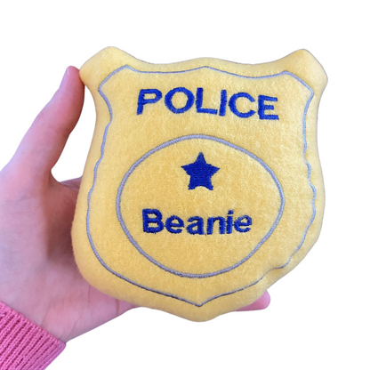 Police Badge Personalized Dog Toy - Handmade Squeaker Custom FBI CSI Dog Toy