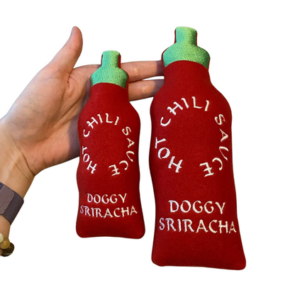 Sriracha Dog Toy - Handmade Squeaker Custom Dog Toy