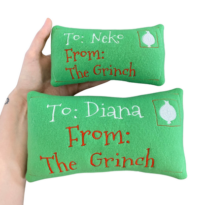Grinch Letter Custom Dog Toy - Christmas Personalized Squeaky Toy Dog Toys   