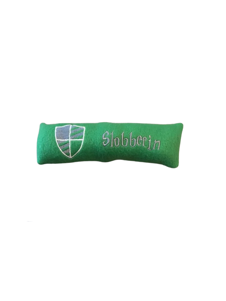 Harry Potter Custom Dog Toy- Wizard House Personalized Squeaky Toy Dog Toys Slobberin (Green) Yes- Name 
