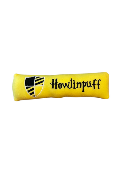 Harry Potter Custom Dog Toy- Wizard House Personalized Squeaky Toy Dog Toys Howlinpuff (Yellow) Yes- Name 