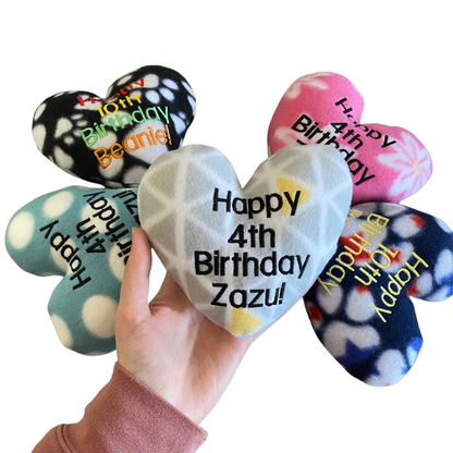 Birthday Heart Custom Dog Toy- Gotcha Day Personalized Squeaky Toy Dog Toys   