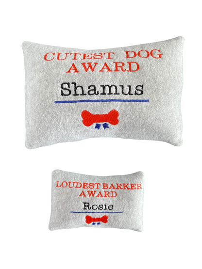 Award Certificate Custom Dog Toy- Personalized Squeaker Dog Toy