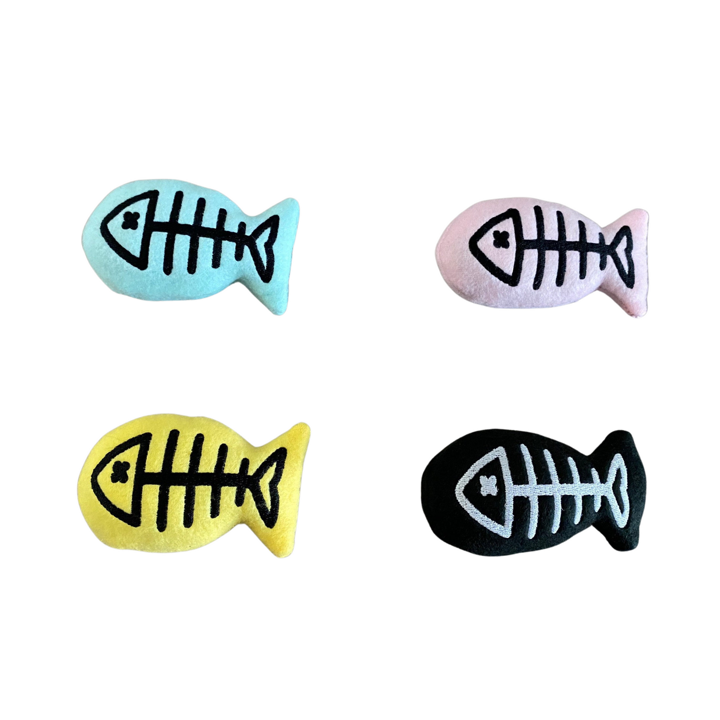 Fish Skeleton Cat Toy - Catnip Toy Cat Toys 4 pack (one of each)  
