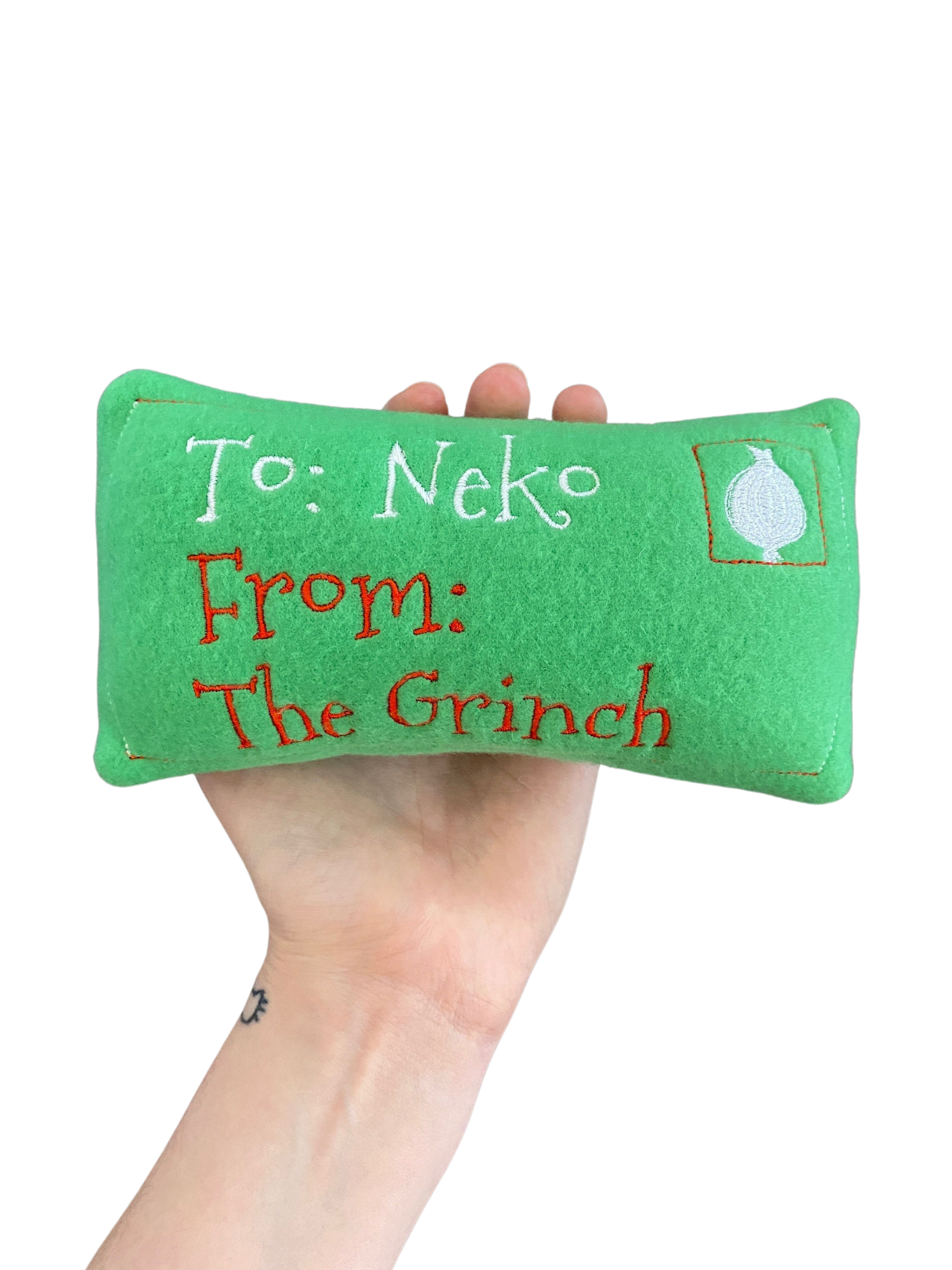 Grinch Christmas Letter Personalized Dog Toy - Handmade Squeaker Custom Dog Toy