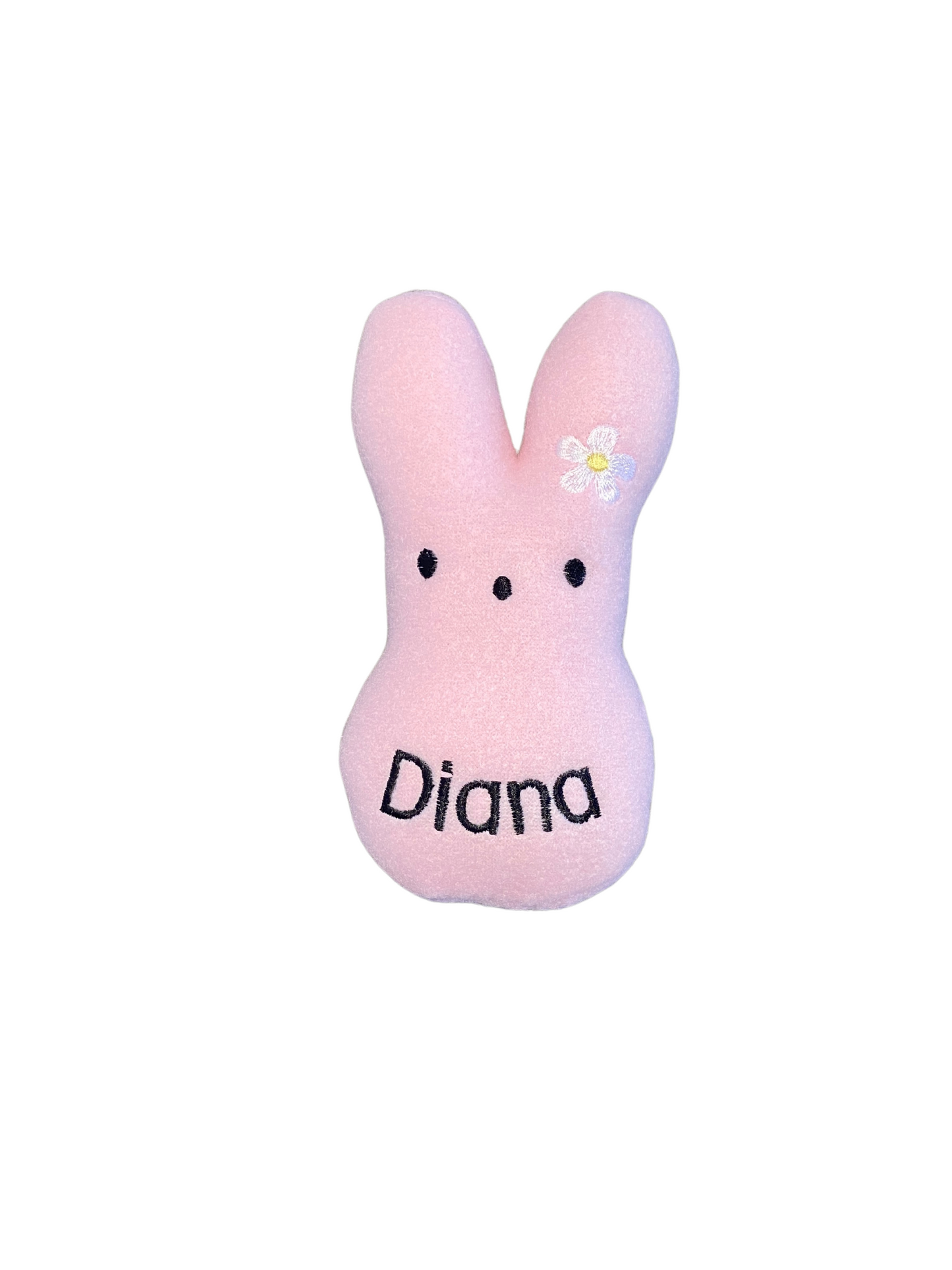 Peep Bunny Custom Dog Toy- Personalized Easter Squeaky Toy Dog Toys Small 6 x 3 Blue-Flower/Name 