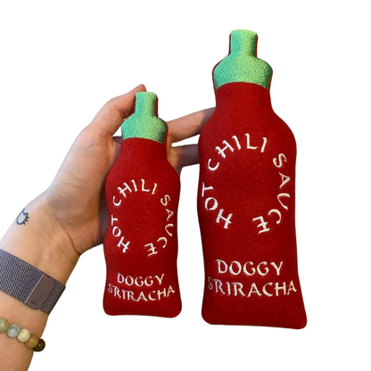 Sriracha Dog Toy - Handmade Squeaker Custom Dog Toy