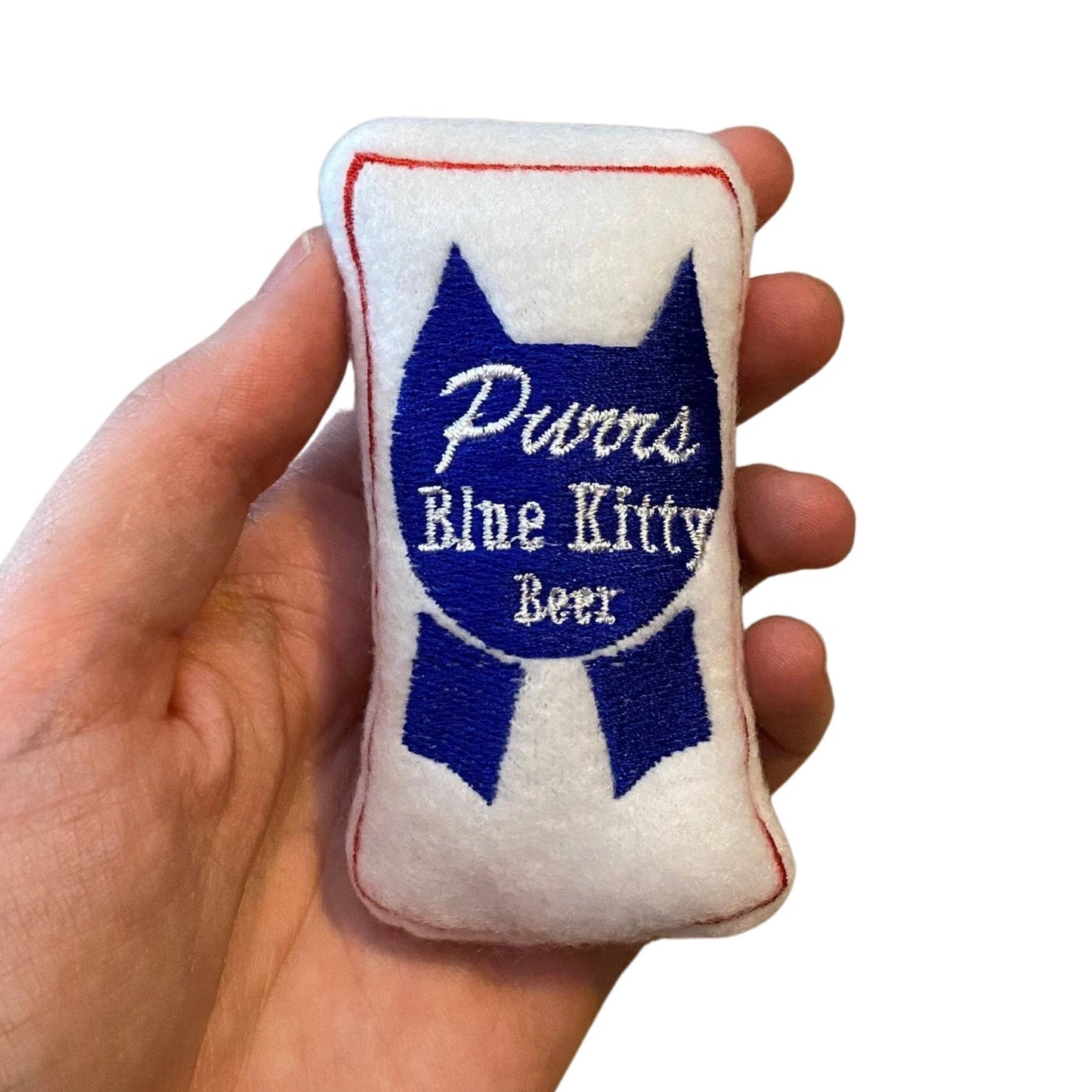 Purrs Blue Kitty Pabst Beer Cat Toy - Catnip Handmade Custom Toy